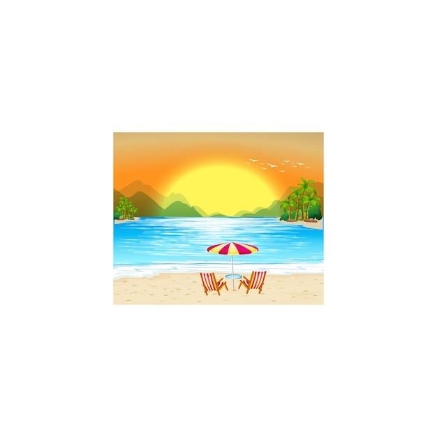 Palm leaves on beach Vector illustration