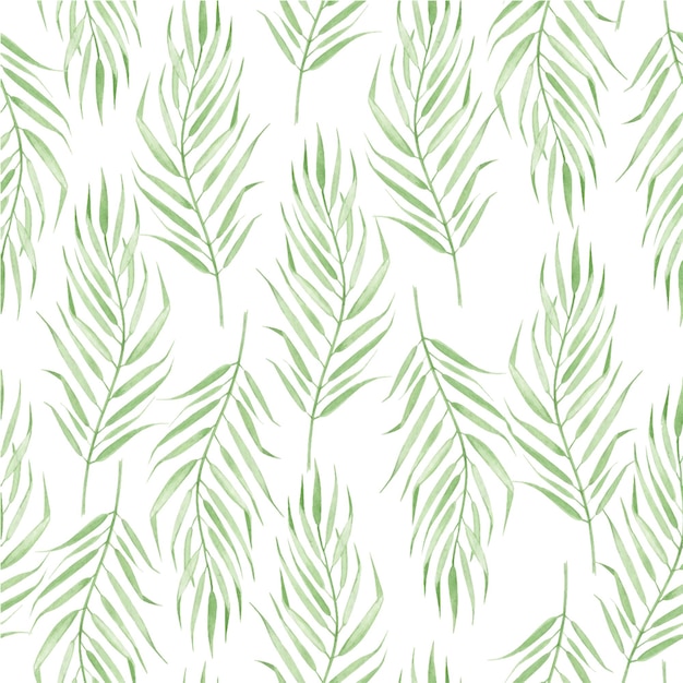 Palm leaves in boho style. Watercolor seamless pattern