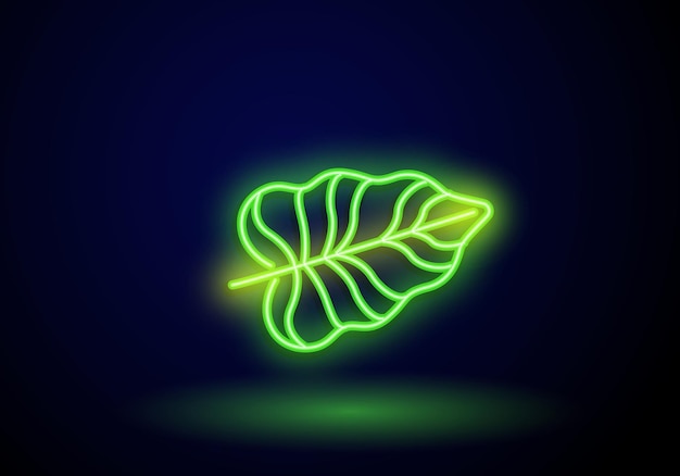 Vector palm leaves glowing sign of coconut palm exotic leaves neon tropical palms a set of summer neon icons summer time