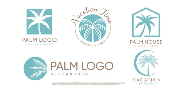 Palm logo design collection with creative element concept idea