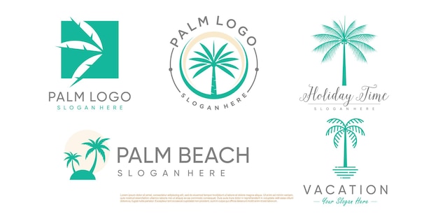 Palm logo design collection with creative element concept idea