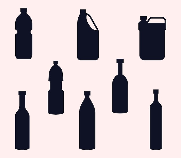 Palm oil bottle Silhouettes Premium Vectors