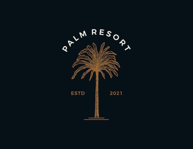 Palm resort logo vintage style