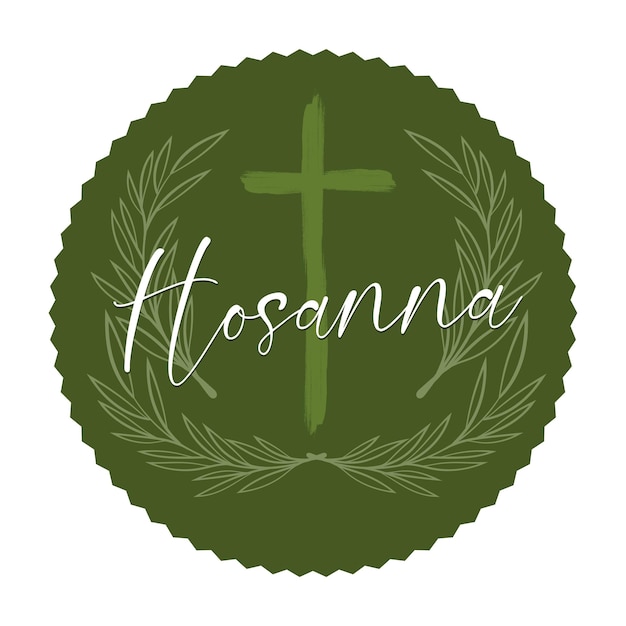 Palm Sunday template for Christian holiday with palm tree leaves background