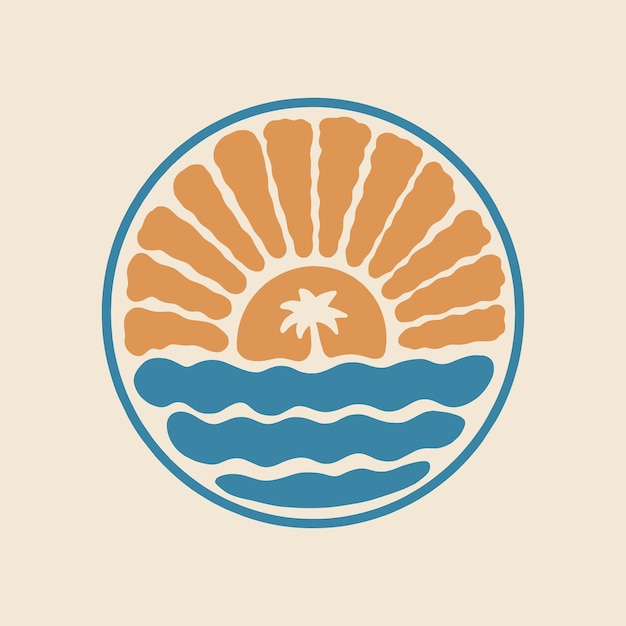 Palm Surf Beach Logo Vector Illustration