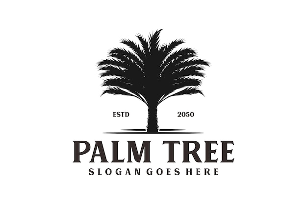 Palm Tree Beach Silhouette for Hotel Restaurant Vacation Holiday Travel logo design