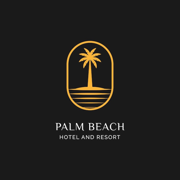 Palm Tree Beach Silhouette for Hotel Restaurant Vacation Holiday Travel logo design