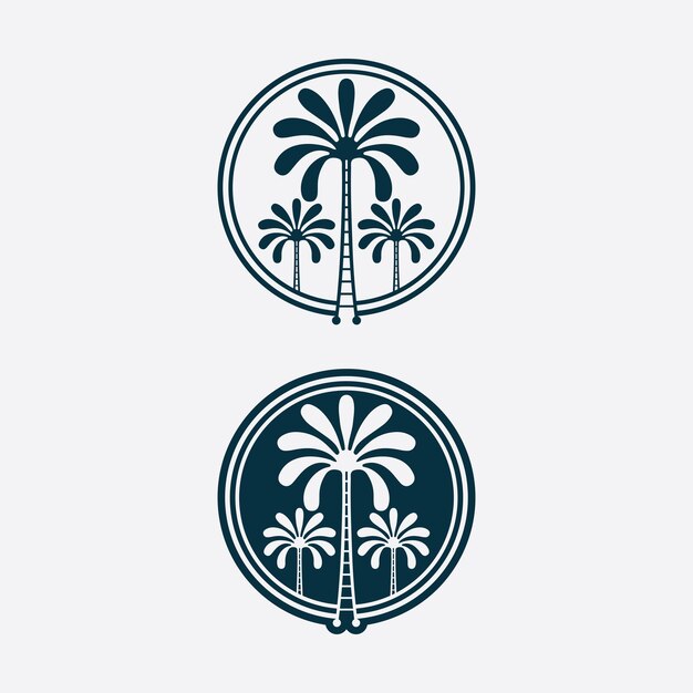 Vector palm tree beach vintage icon