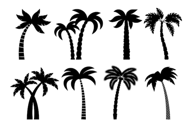 Palm tree black set.