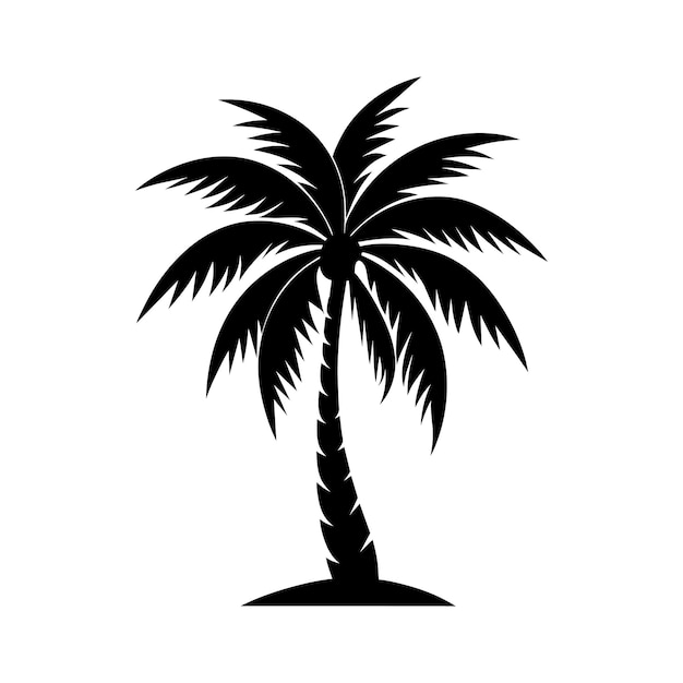 A palm tree black silhouette vector on a white background