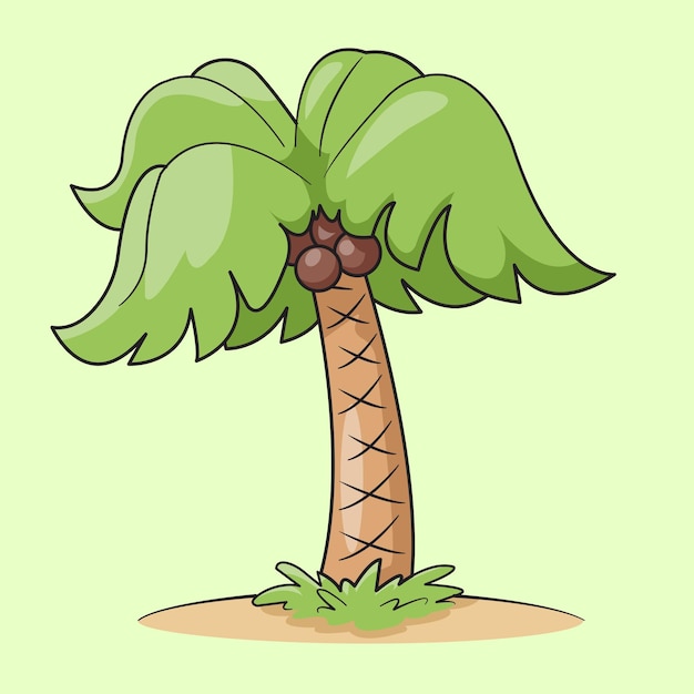 Palm tree cartoon style vector illustration