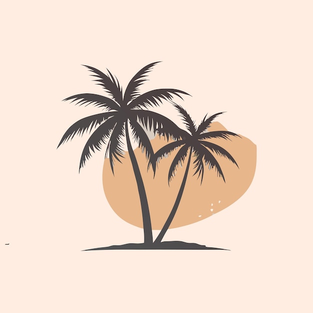 Vector a palm tree and a heart with a heart in the middle