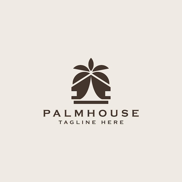 Palm tree house logo template can be used for tropical beach home hotel or resort logo design vector illustration