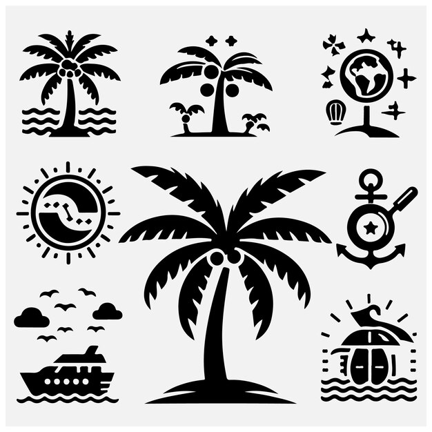 Vector palm tree icons stock illustration