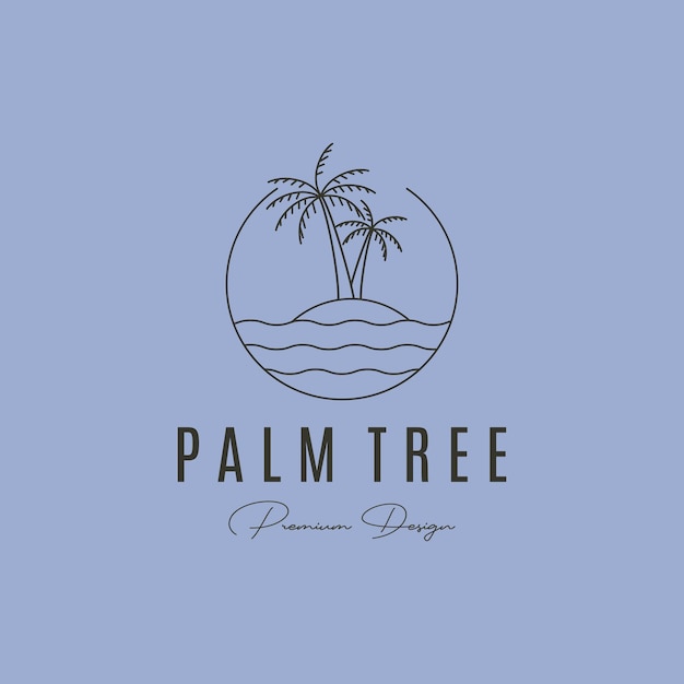 Vector palm tree on the island line art logo vector symbol illustration design