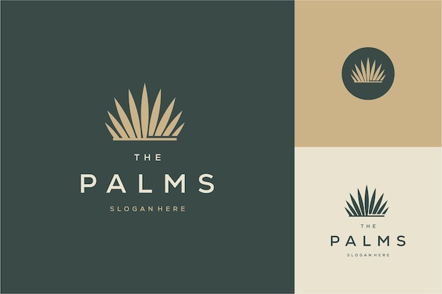 Palm tree leaf shape luxury logo design inspiration