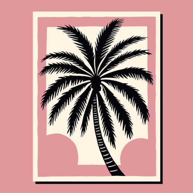 Vector palm tree minimalist poster vector artwork poster template geometric mid century modern print