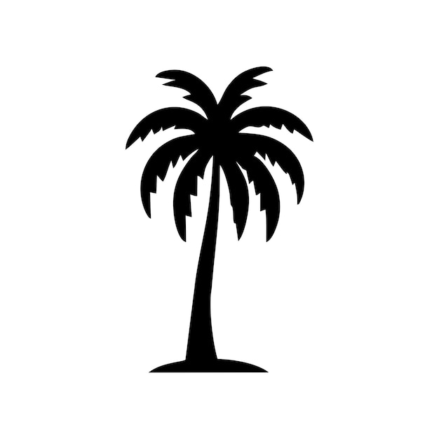 Palm tree silhouette icon Tropical black jungle plants Vector on white background