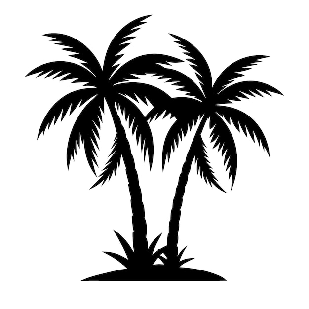 Vector palm tree silhouette vector illustration on white background