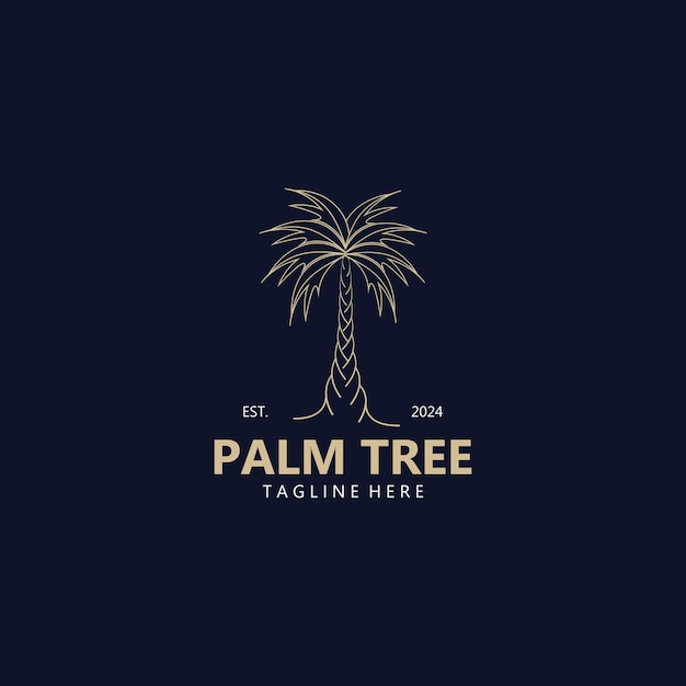 Vector palm tree simple and modern premium logo design abstract icon palm beach illustration