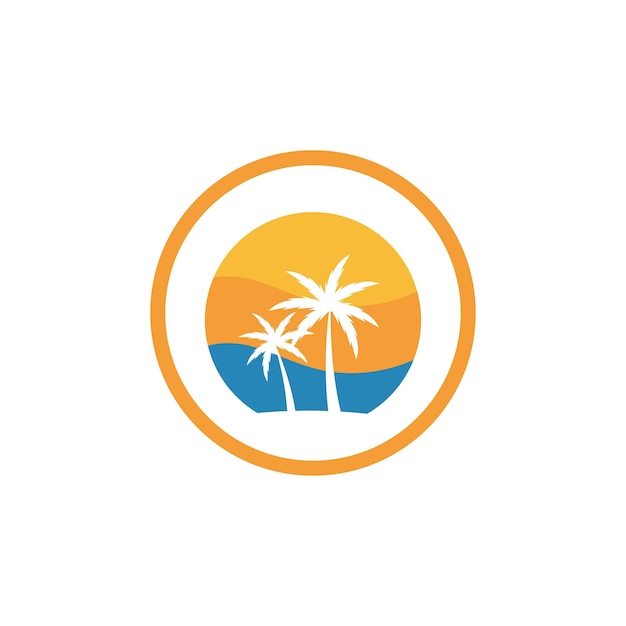 Palm tree summer illustration logo template vector design