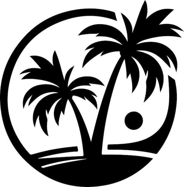 Palm tree summer logo template vector icon black color silhouette 2