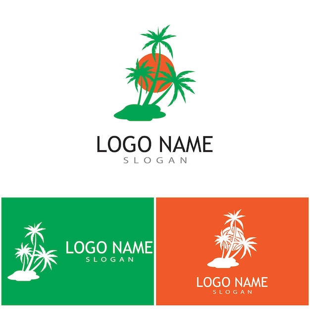 Palm tree summer logo template vector illustration