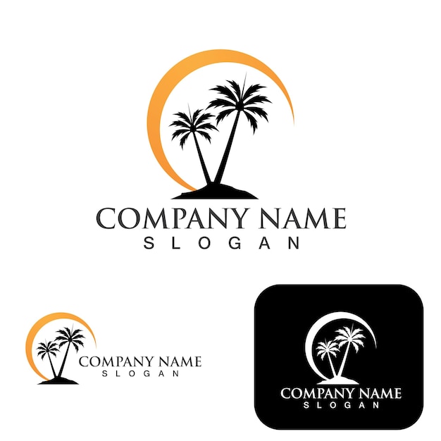 Palm tree summer logo template vector illustration