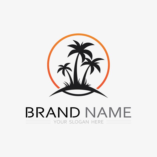 Palm tree summer logo template