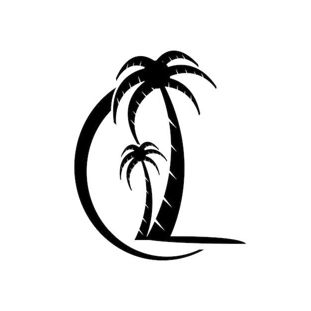 Palm tree summer logo template