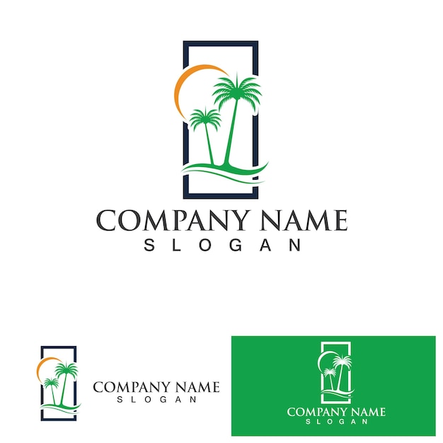 Palm tree summer logo template