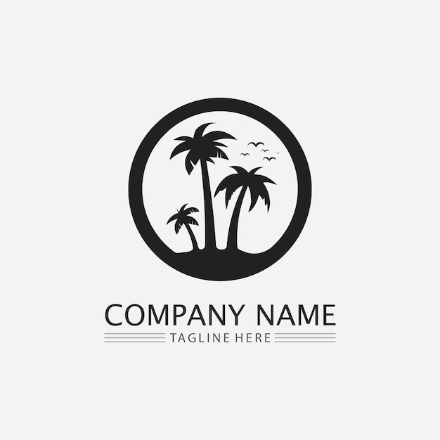 Palm tree summer and tropical design logo template vector illustration