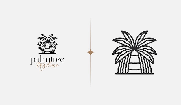 Palm Tree Summer Tropical monoline Universal creative premium symbol Vector sign icon logo template Vector illustration