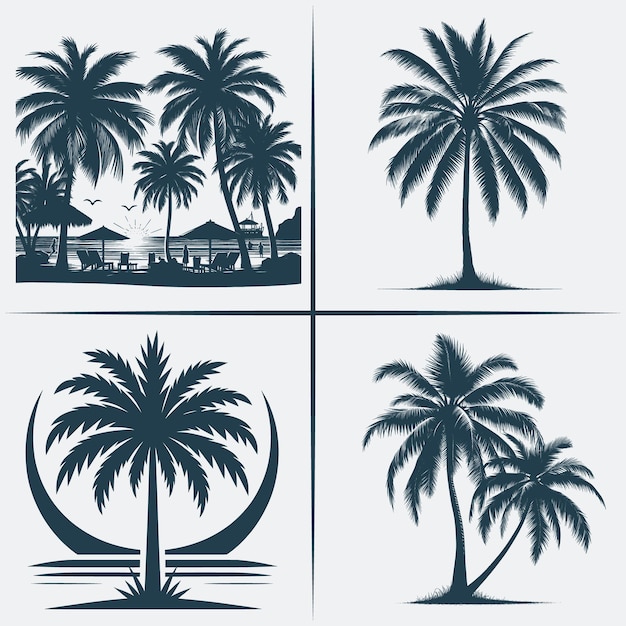 Palm Tree svg vector silhouette Bundle file