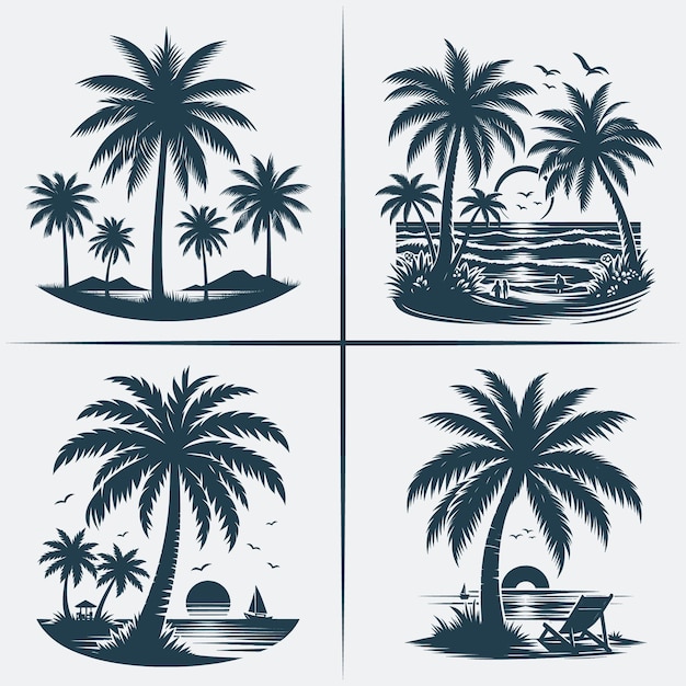 Palm Tree svg vector silhouette Bundle file