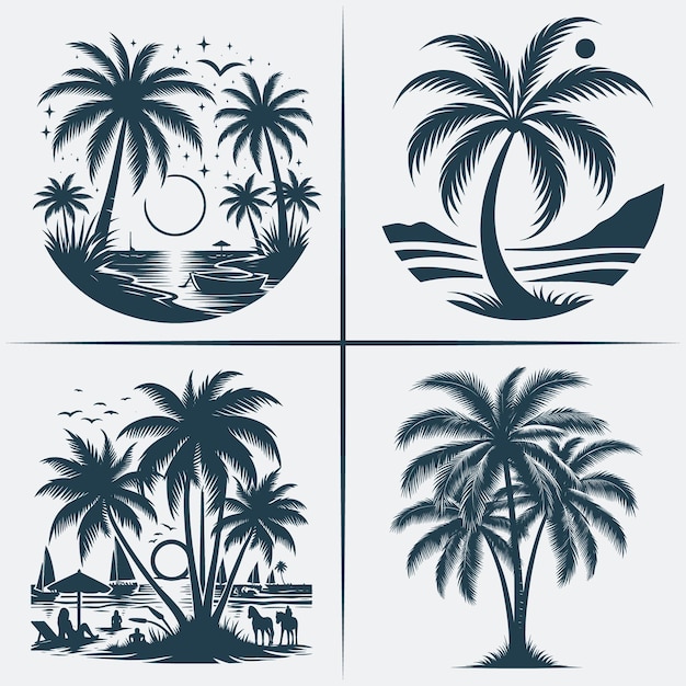 Palm Tree svg vector silhouette Bundle file