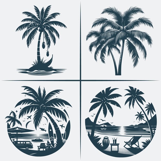 Palm Tree svg vector silhouette Bundle file