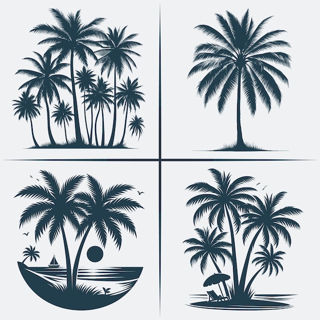 Palm Tree svg vector silhouette Bundle file