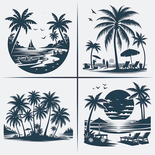 Palm Tree svg vector silhouette Bundle file