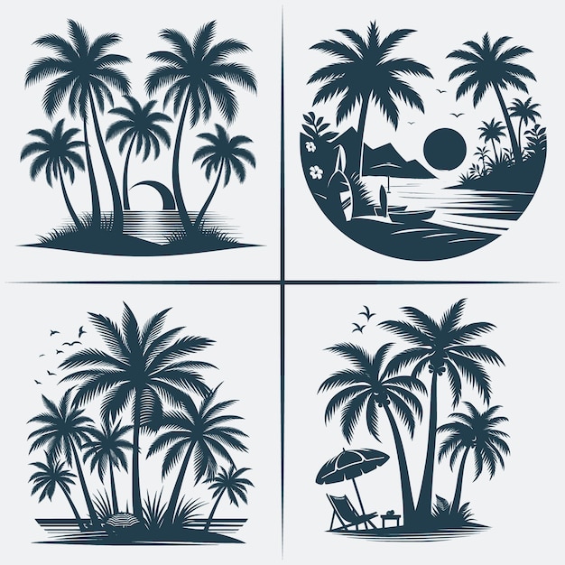 Palm Tree svg vector silhouette Bundle file