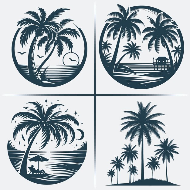 Palm Tree svg vector silhouette Bundle file