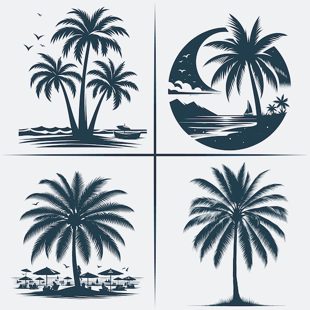 Palm Tree svg vector silhouette Bundle file