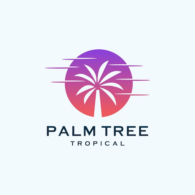 Palm Tree Tropical Retro Vintage Logo Design Illustration