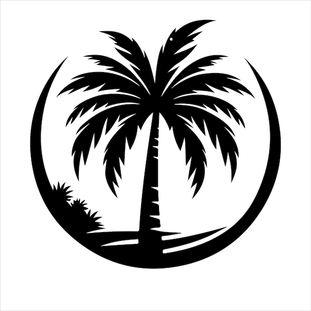 Palm tree vector logo silhouette palm icon vector Beach surfing icon logo design