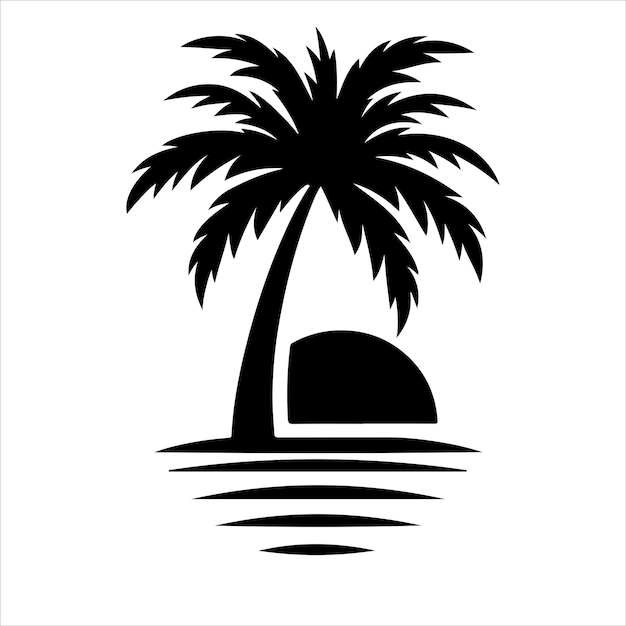 Palm tree vector logo silhouette palm icon vector Beach surfing icon logo design