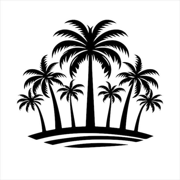 Palm tree vector logo silhouette palm icon vector Beach surfing icon logo design