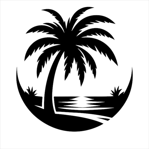 Palm tree vector logo silhouette palm icon vector Beach surfing icon logo design