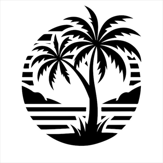 Palm tree vector logo silhouette palm icon vector Beach surfing icon logo design