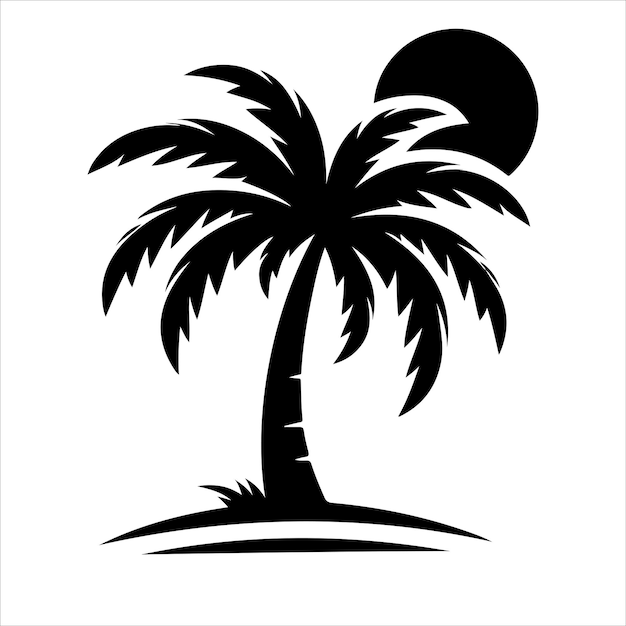 Palm tree vector logo silhouette palm icon vector Beach surfing icon logo design