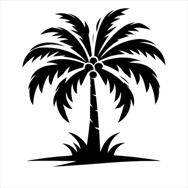 Palm tree vector logo silhouette palm icon vector Beach surfing icon logo design